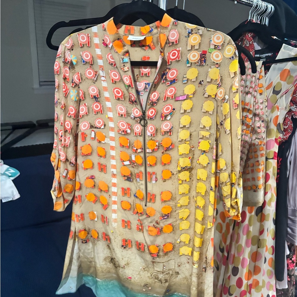 Akris Punto Colorful Geometric Blouse and Pants set